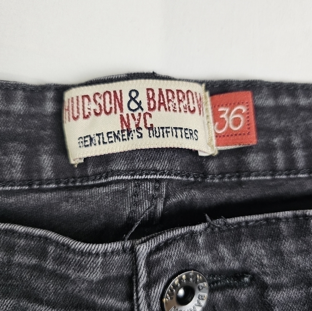 Hudson & Barrow Mens 36×32 Slim Stretch Black Distressed Jeans - Picture 12 of 12